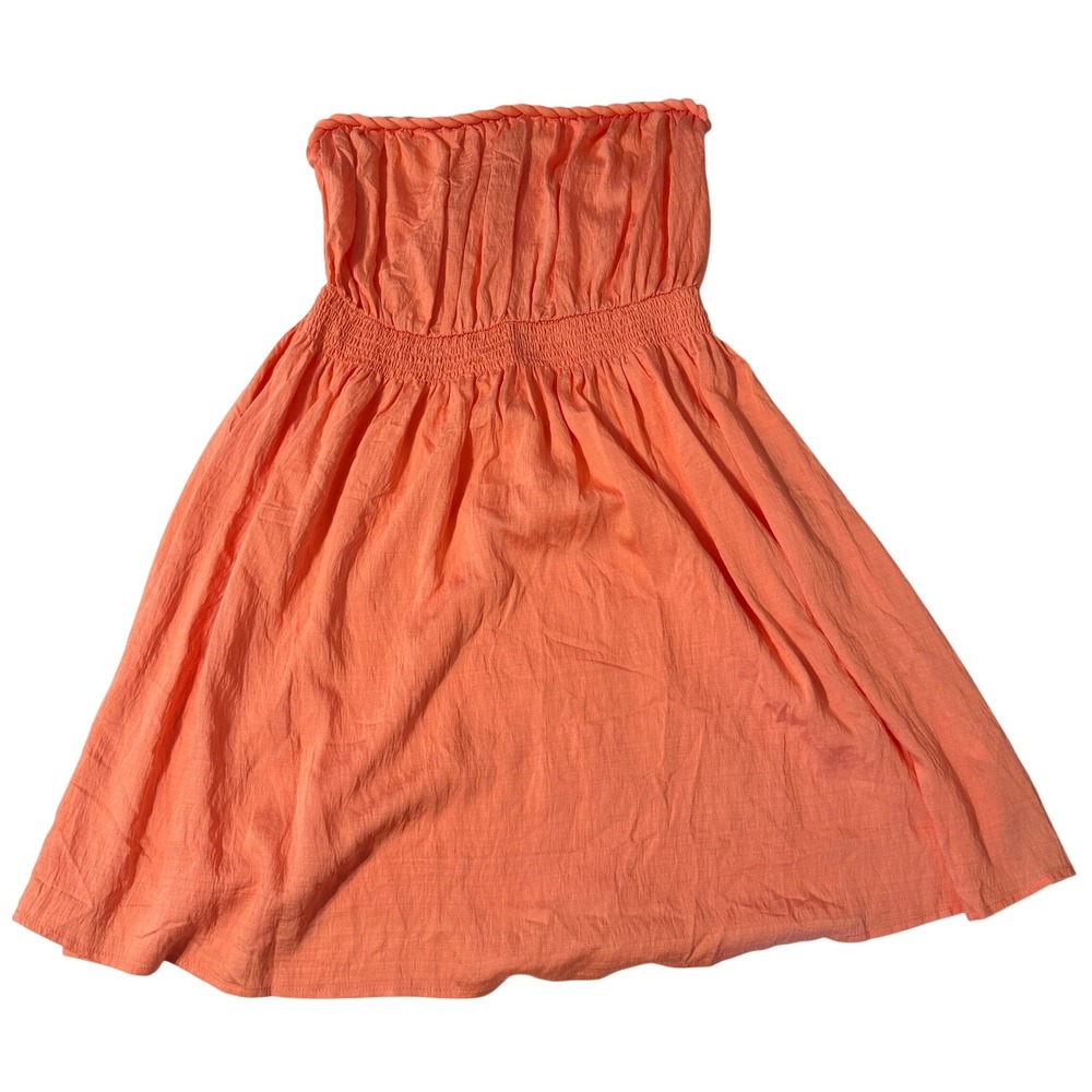 Popvil Beach Tube Dress Smocked XL Coral Orange Womens Summer Mini Boho NEW